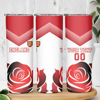 Custom England Rugby Skinny Tumbler Red Rose Sporty Style - Wonder Print Shop