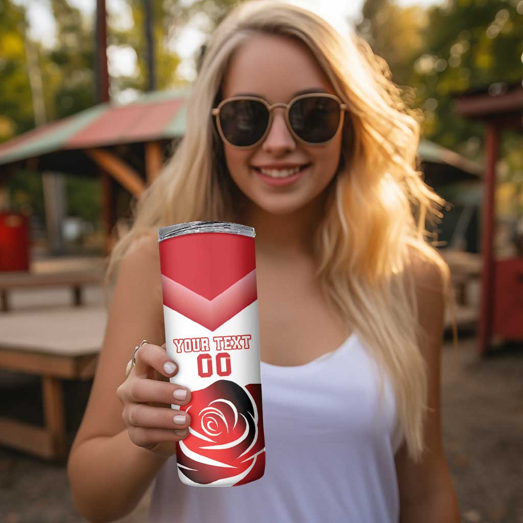 Custom England Rugby Skinny Tumbler Red Rose Sporty Style - Wonder Print Shop