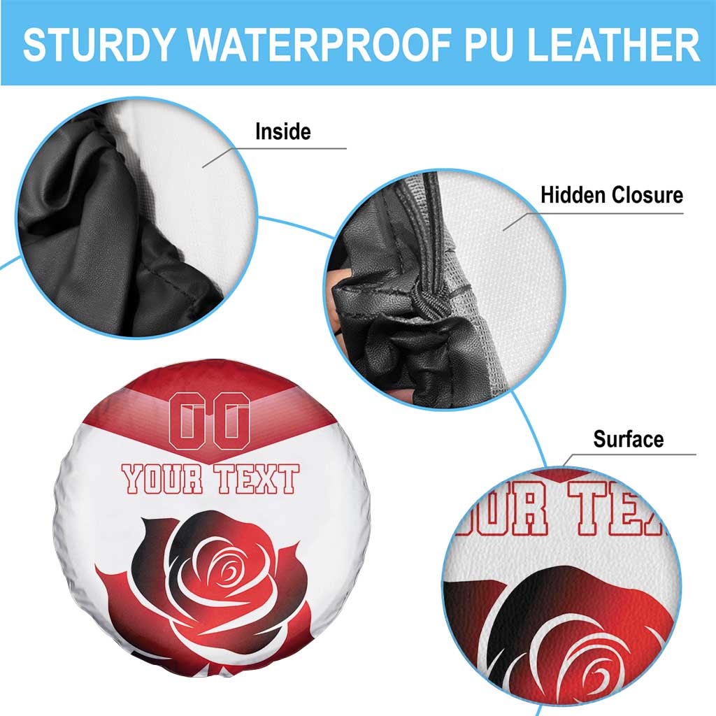 Custom England Rugby Spare Tire Cover Red Rose Sporty Style - Wonder Print Shop