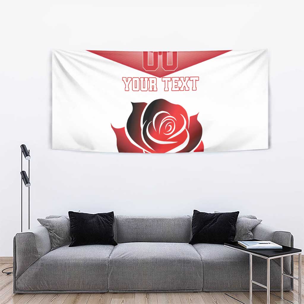 Custom England Rugby Tapestry Red Rose Sporty Style - Wonder Print Shop