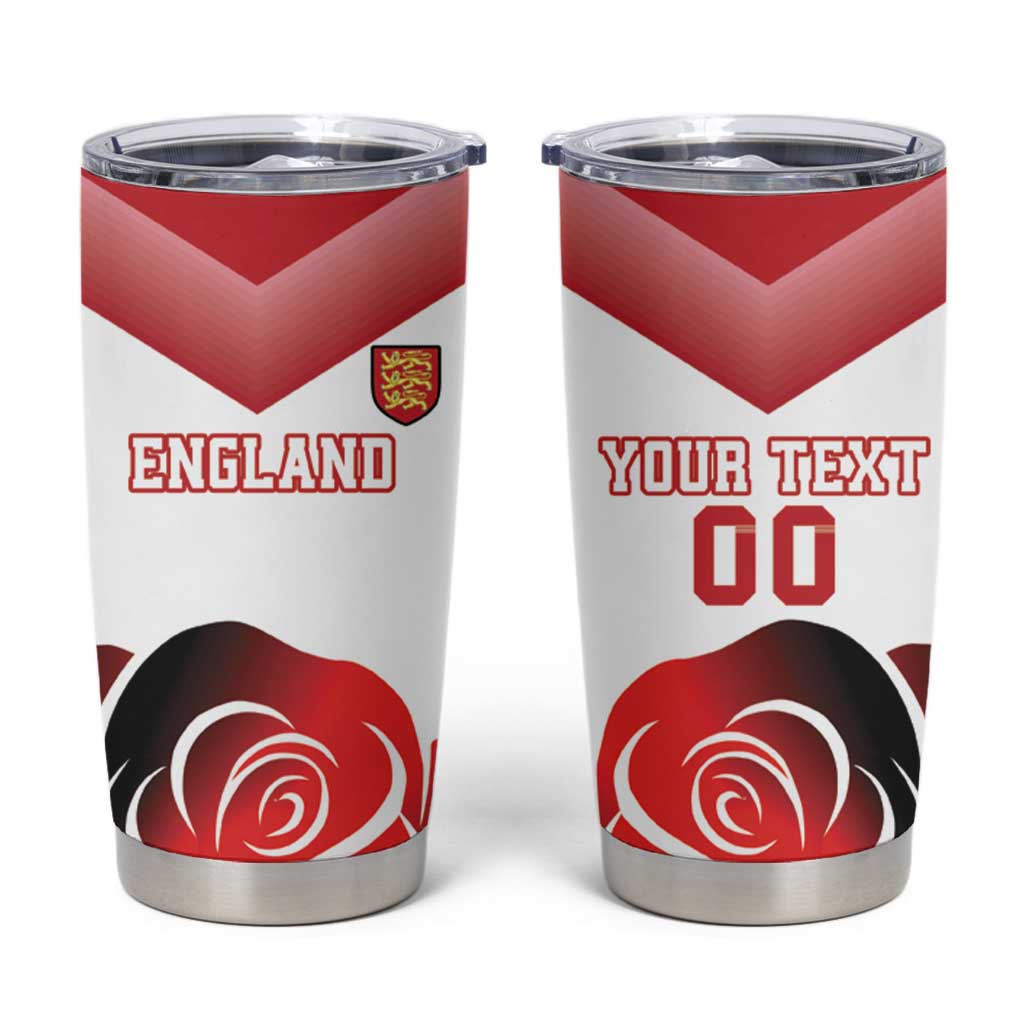 Custom England Rugby Tumbler Cup Red Rose Sporty Style - Wonder Print Shop