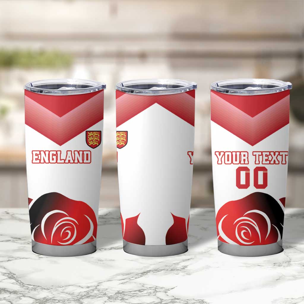Custom England Rugby Tumbler Cup Red Rose Sporty Style - Wonder Print Shop