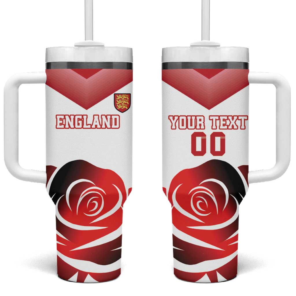 Custom England Rugby Tumbler With Handle Red Rose Sporty Style - Wonder Print Shop