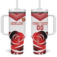 Custom England Rugby Tumbler With Handle Red Rose Sporty Style - Wonder Print Shop