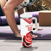 Custom England Rugby Tumbler With Handle Red Rose Sporty Style - Wonder Print Shop