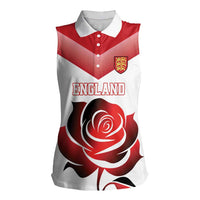 Custom England Rugby Women Sleeveless Polo Shirt Red Rose Sporty Style - Wonder Print Shop