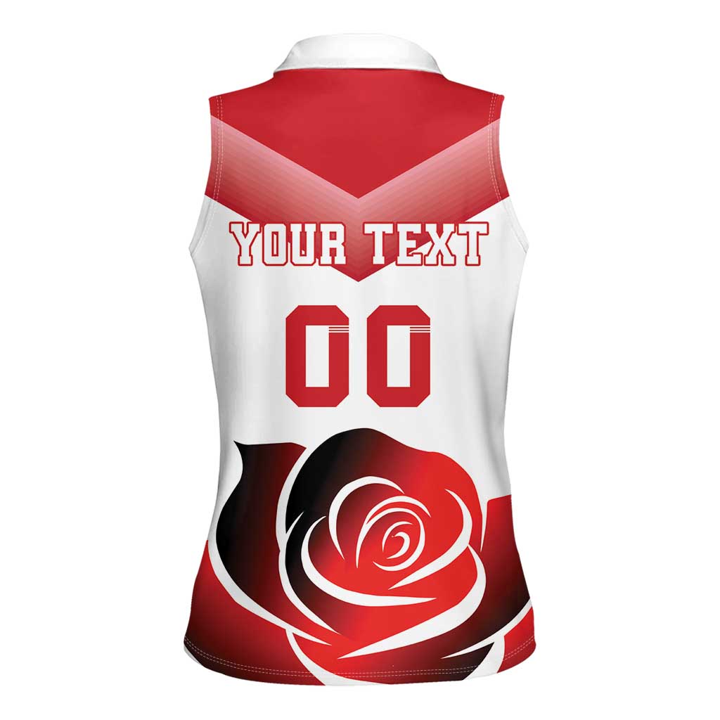 Custom England Rugby Women Sleeveless Polo Shirt Red Rose Sporty Style - Wonder Print Shop