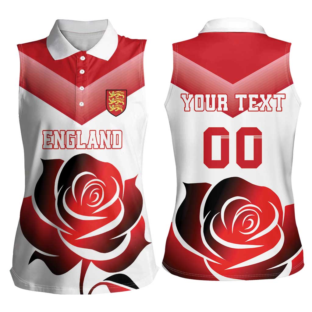 Custom England Rugby Women Sleeveless Polo Shirt Red Rose Sporty Style - Wonder Print Shop