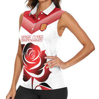 Custom England Rugby Women Sleeveless Polo Shirt Red Rose Sporty Style - Wonder Print Shop