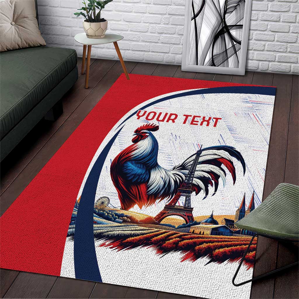 Personalized France Area Rug French Rooster With Eiffel Tower - Wonder Print Shop