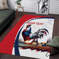 Personalized France Area Rug French Rooster With Eiffel Tower - Wonder Print Shop