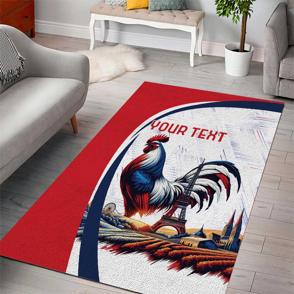 Personalized France Area Rug French Rooster With Eiffel Tower - Wonder Print Shop
