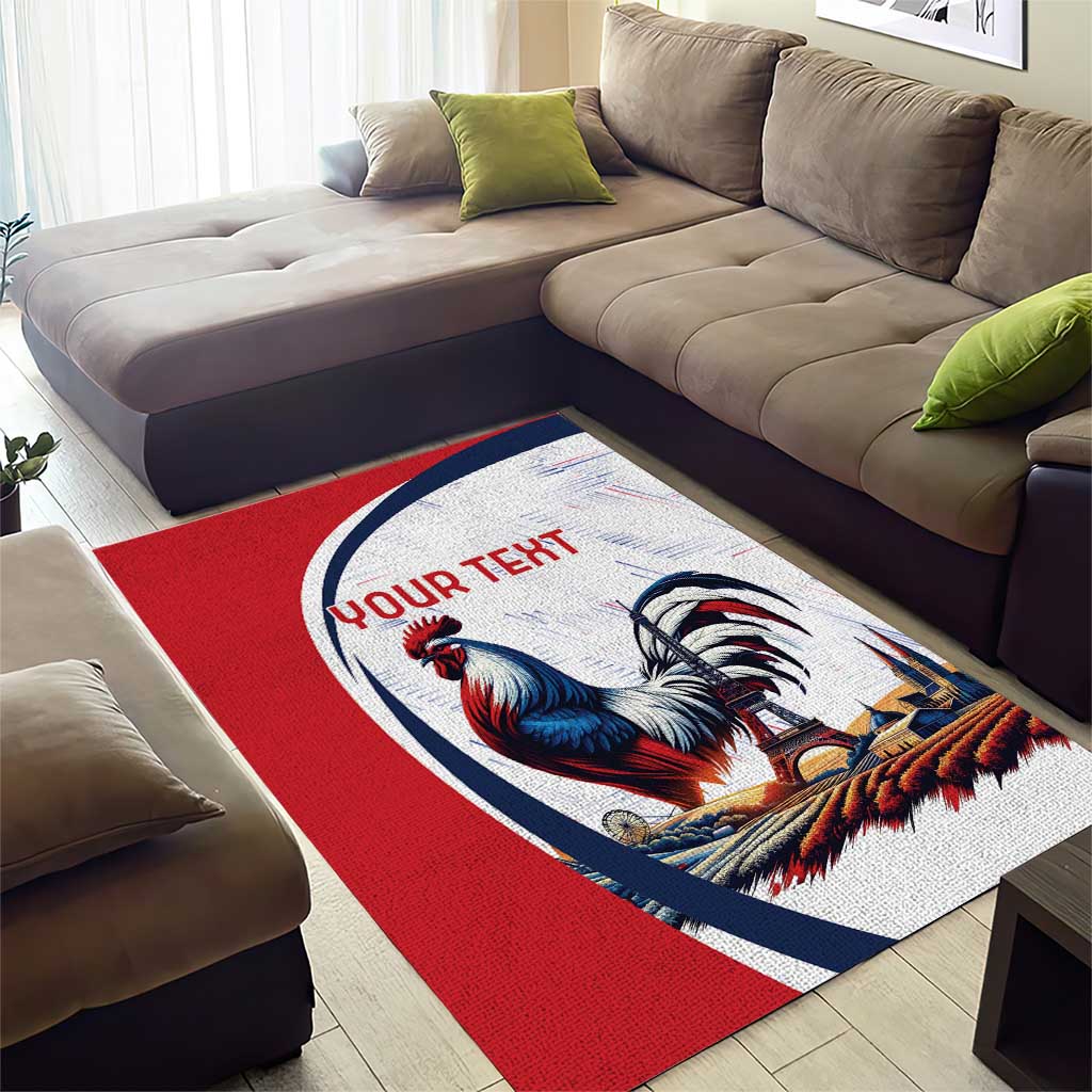 Personalized France Area Rug French Rooster With Eiffel Tower - Wonder Print Shop