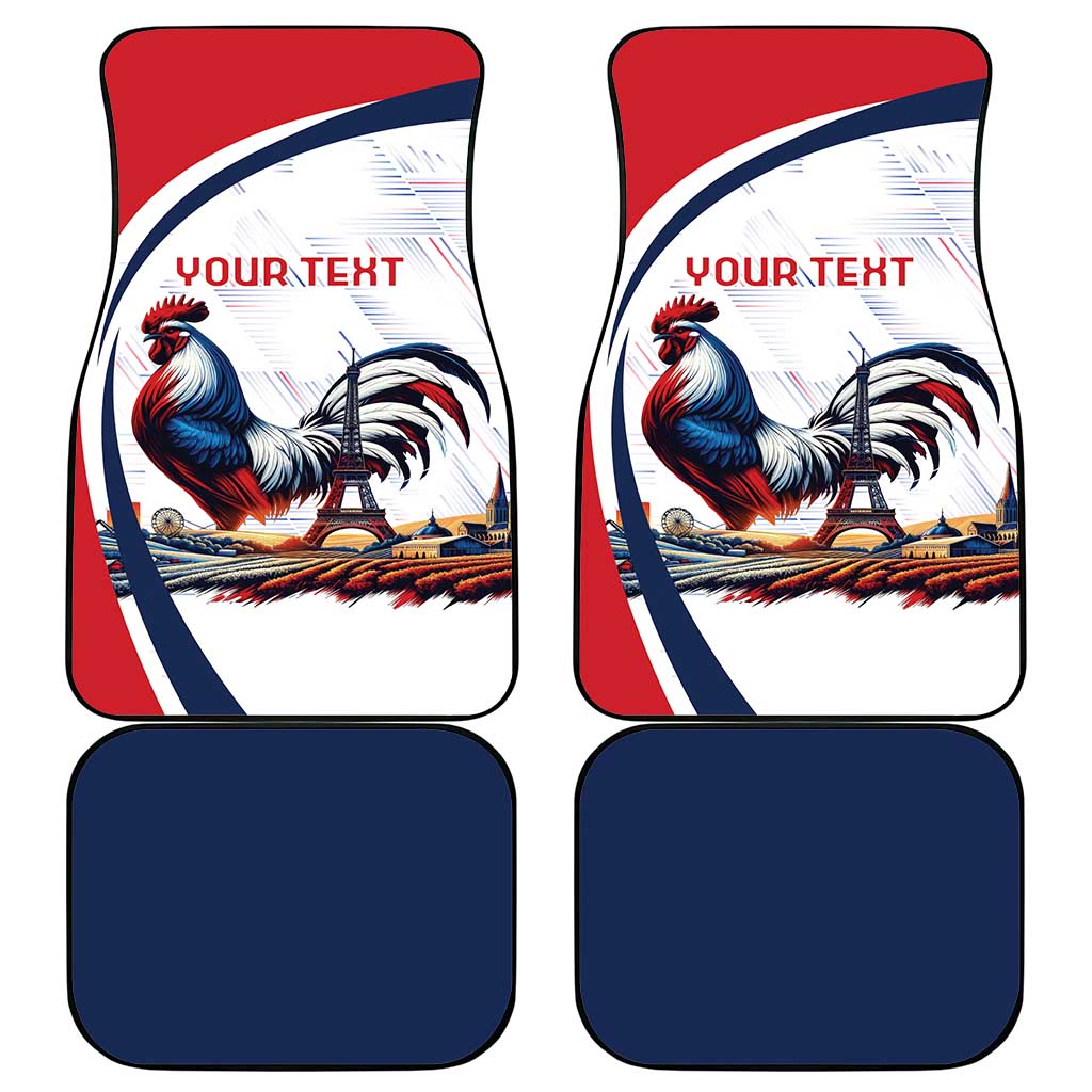 Personalized France Car Mats French Rooster With Eiffel Tower - Wonder Print Shop