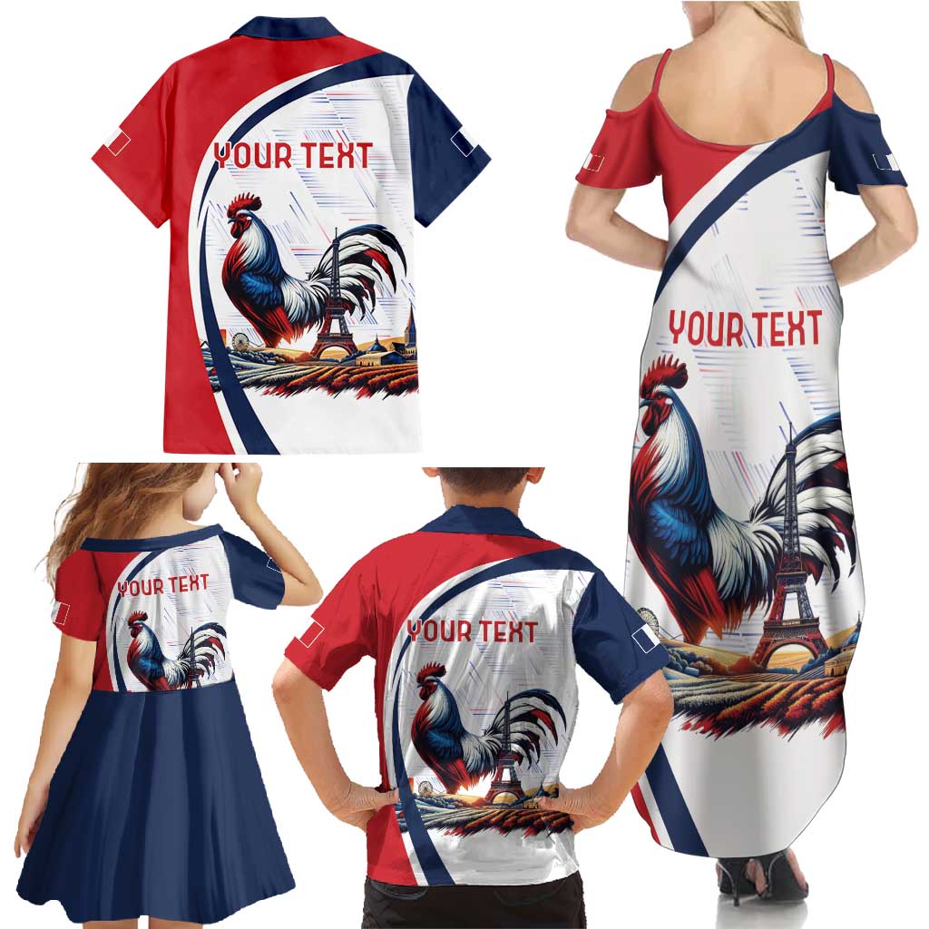 Personalized France Family Matching Summer Maxi Dress and Hawaiian Shirt French Rooster With Eiffel Tower - Wonder Print Shop