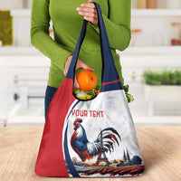 Personalized France Grocery Bag French Rooster With Eiffel Tower