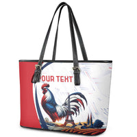 Personalized France Leather Tote Bag French Rooster With Eiffel Tower - Wonder Print Shop