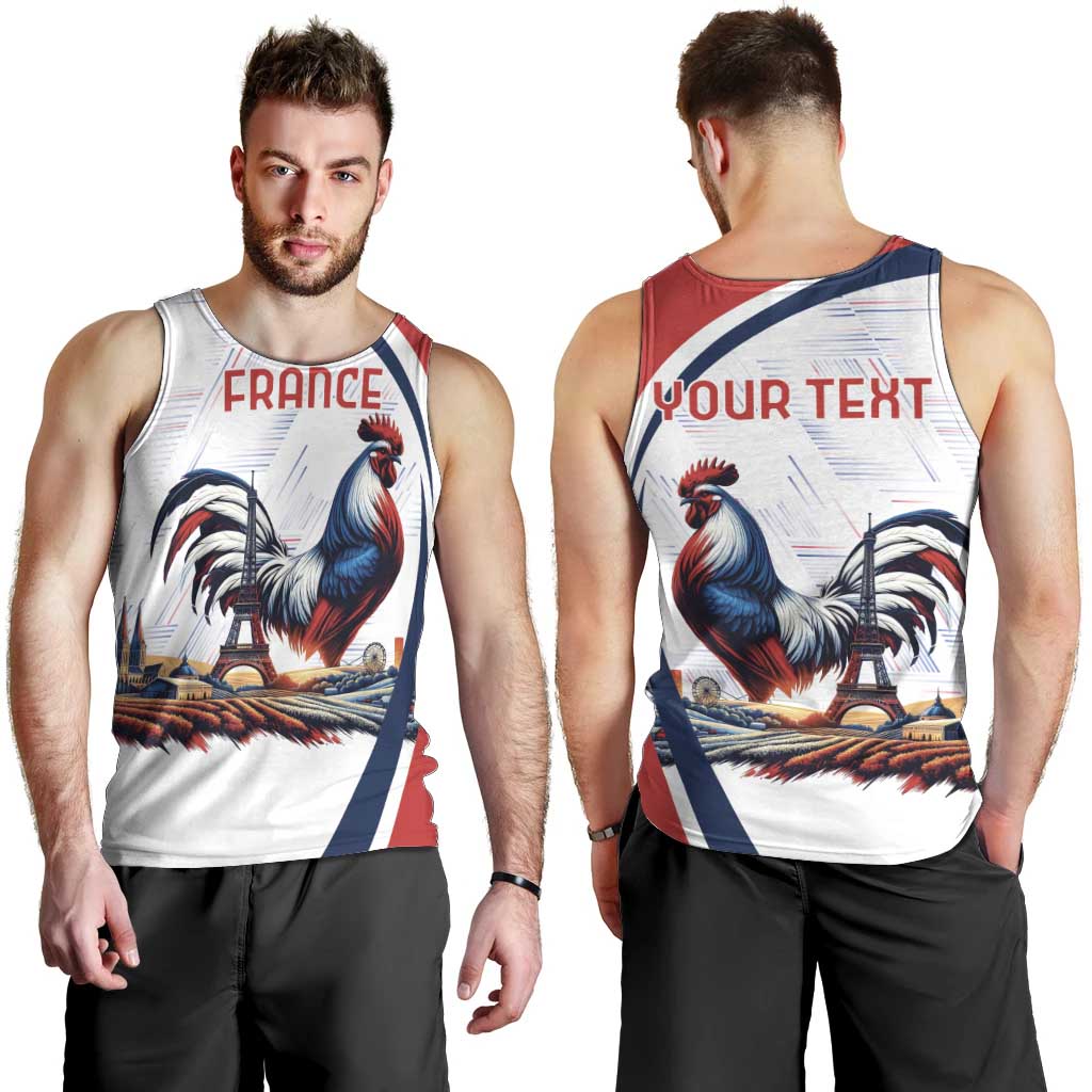 Personalized France Men Tank Top French Rooster With Eiffel Tower - Wonder Print Shop