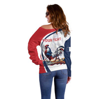 Personalized France Off Shoulder Sweater French Rooster With Eiffel Tower - Wonder Print Shop