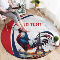 Personalized France Round Carpet French Rooster With Eiffel Tower