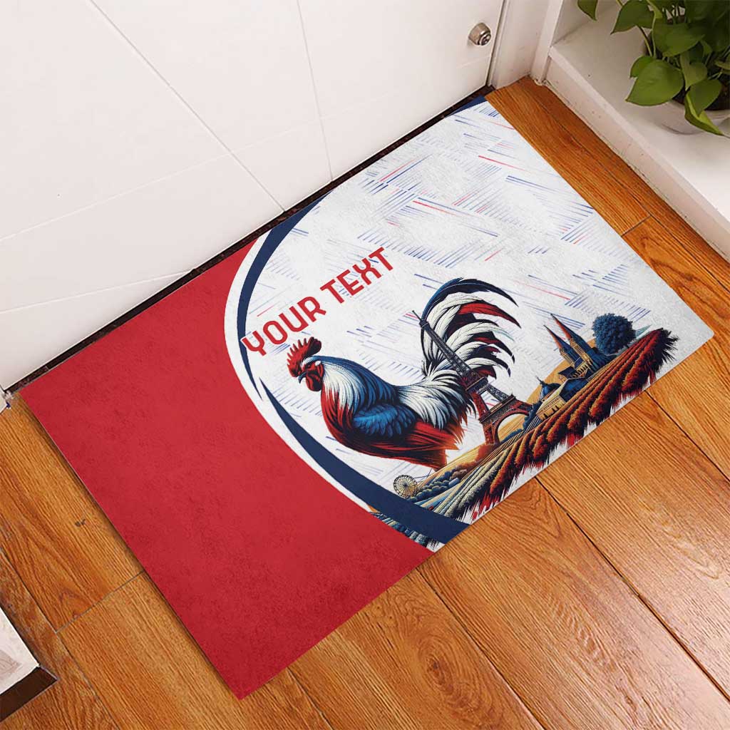 Personalized France Rubber Doormat French Rooster With Eiffel Tower - Wonder Print Shop