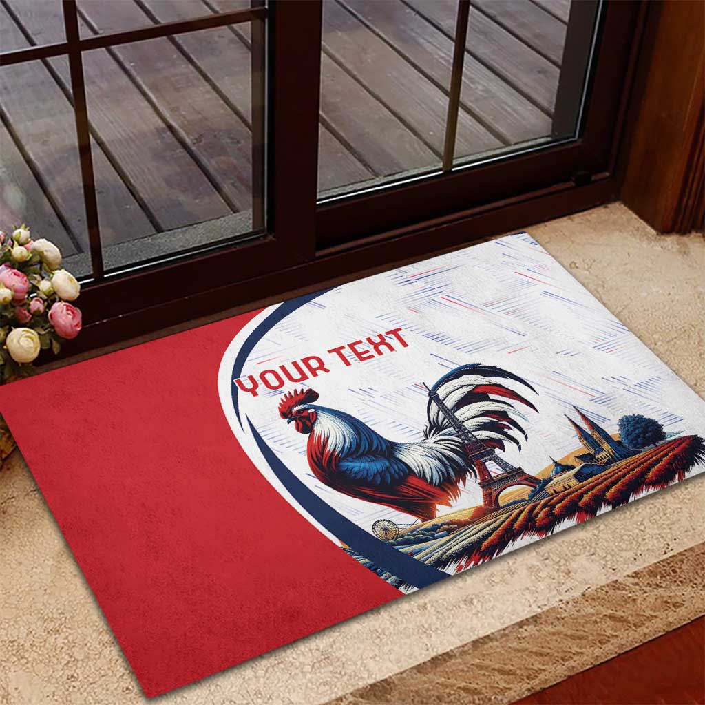 Personalized France Rubber Doormat French Rooster With Eiffel Tower - Wonder Print Shop