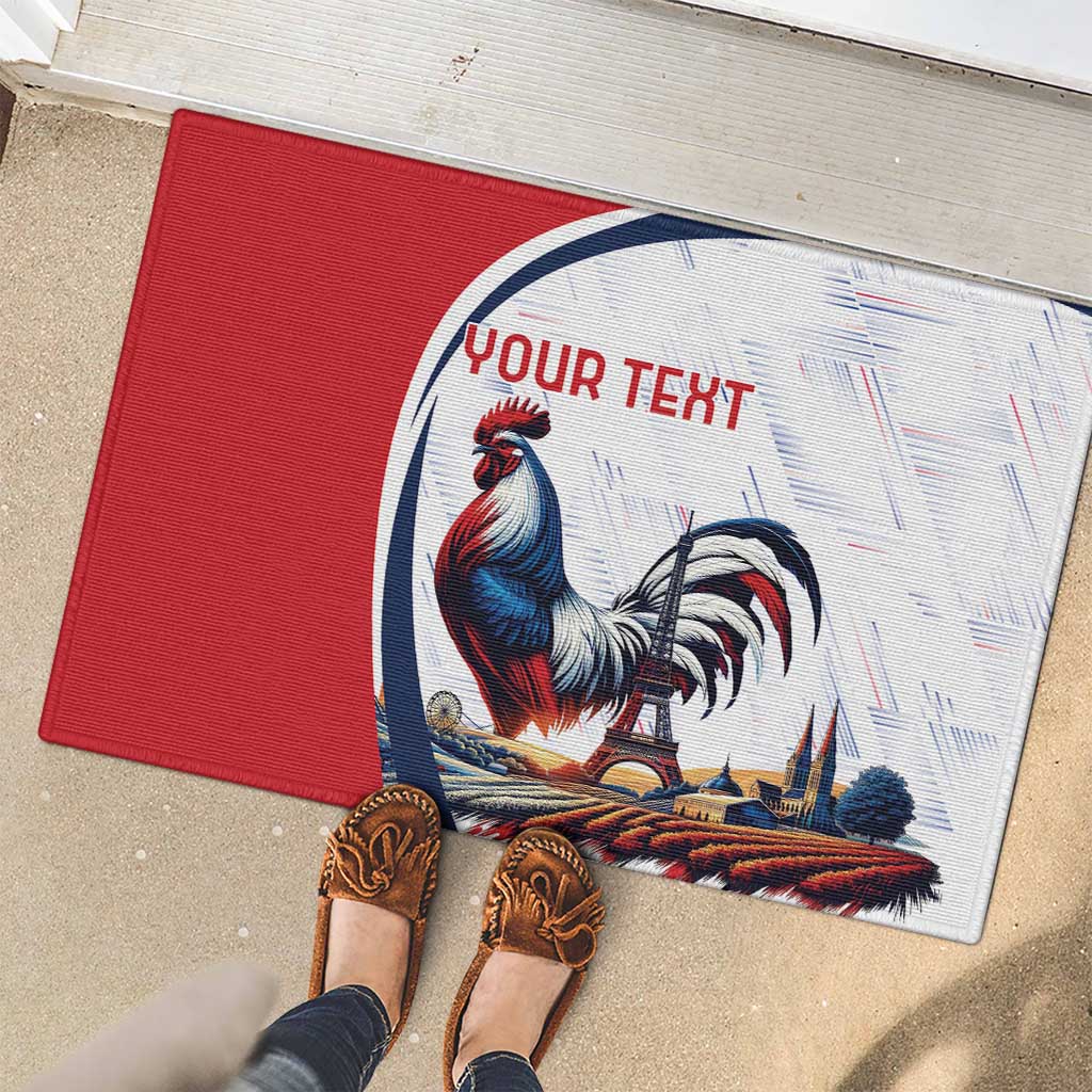 Personalized France Rubber Doormat French Rooster With Eiffel Tower - Wonder Print Shop