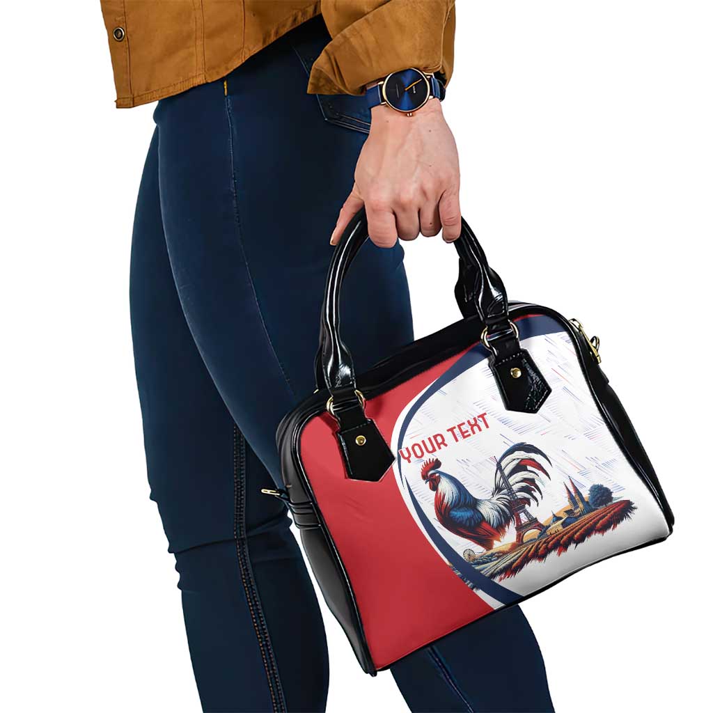 Personalized France Shoulder Handbag French Rooster With Eiffel Tower