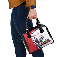 Personalized France Shoulder Handbag French Rooster With Eiffel Tower