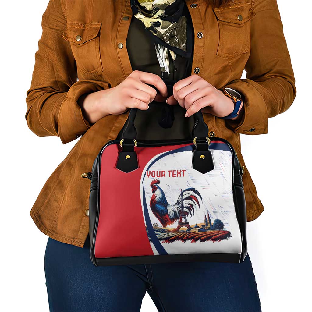 Personalized France Shoulder Handbag French Rooster With Eiffel Tower