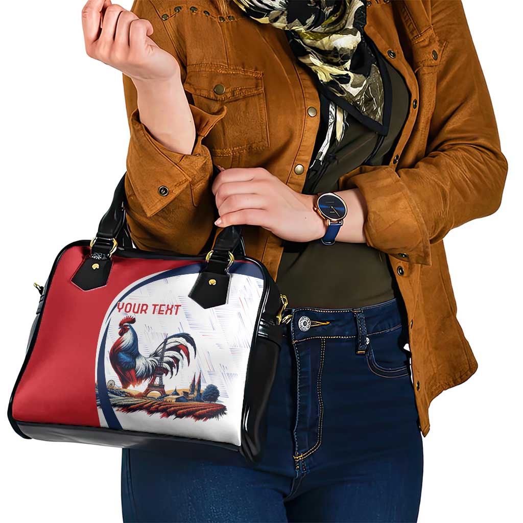 Personalized France Shoulder Handbag French Rooster With Eiffel Tower