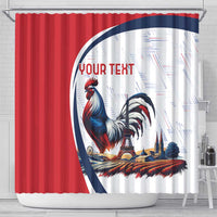Personalized France Shower Curtain French Rooster With Eiffel Tower