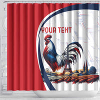 Personalized France Shower Curtain French Rooster With Eiffel Tower