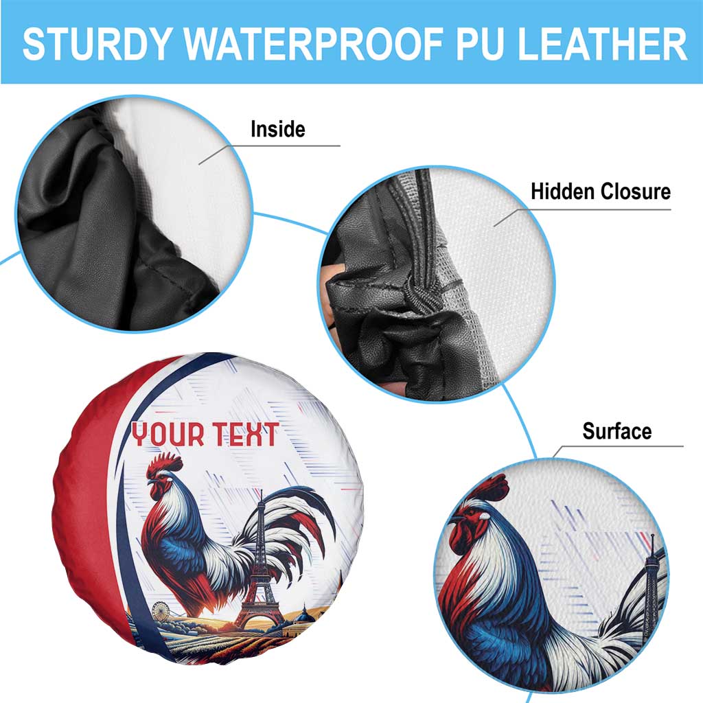 Personalized France Spare Tire Cover French Rooster With Eiffel Tower - Wonder Print Shop