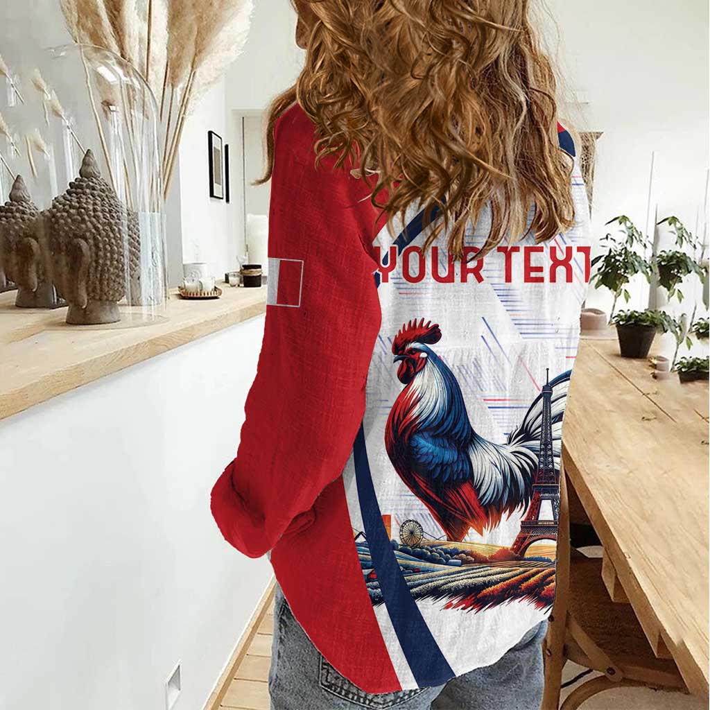 Personalized France Women Casual Shirt French Rooster With Eiffel Tower - Wonder Print Shop