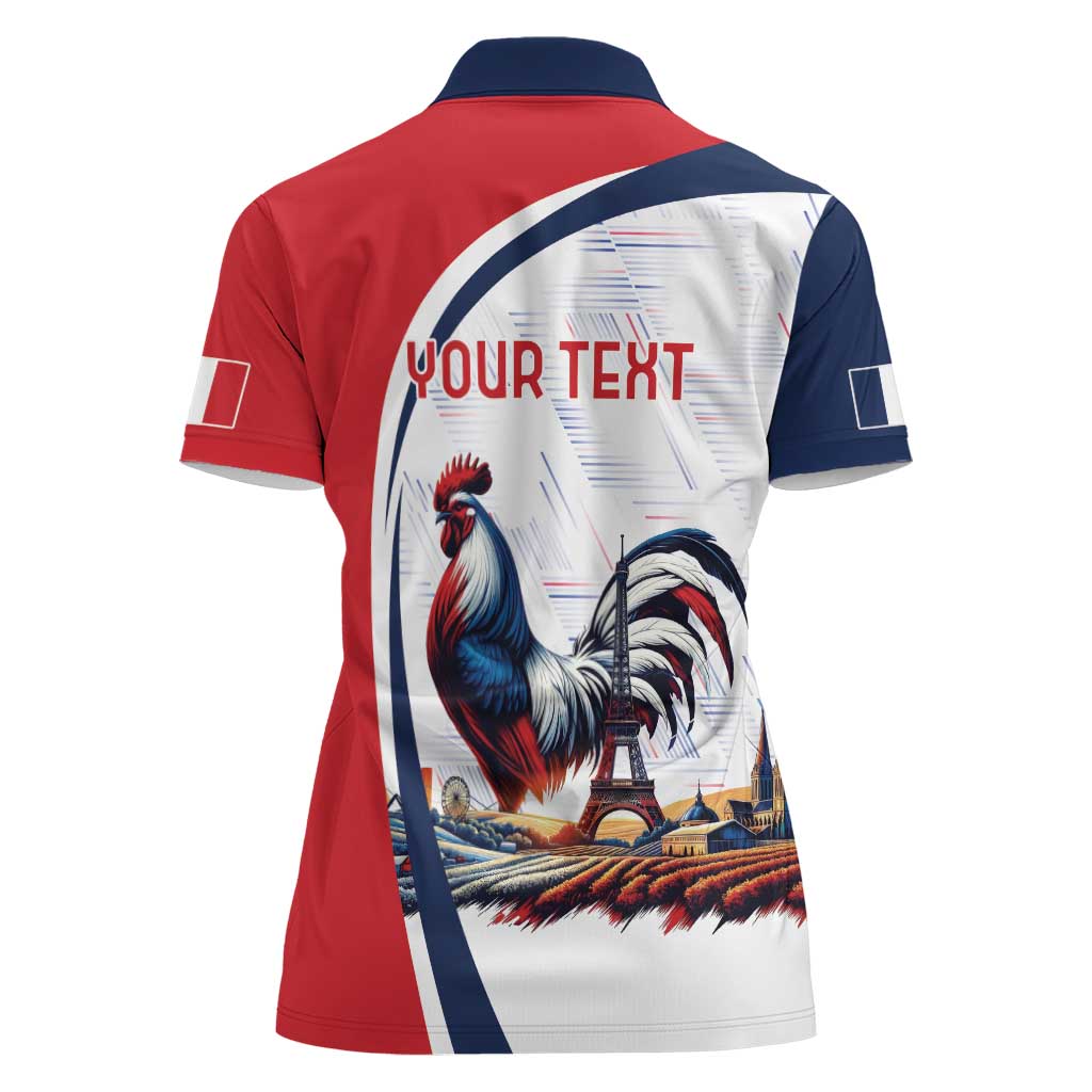 Personalized France Women Polo Shirt French Rooster With Eiffel Tower - Wonder Print Shop