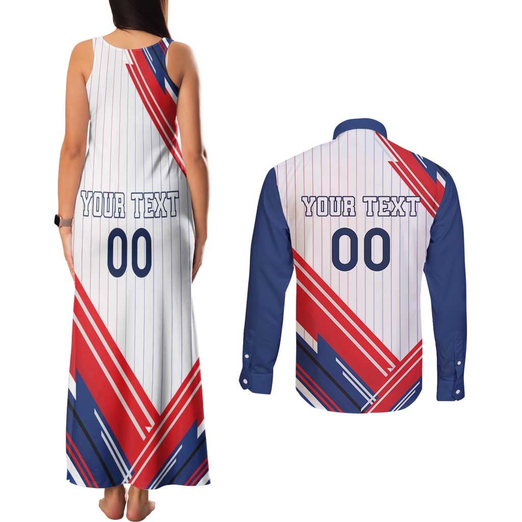 Custom French Football Couples Matching Tank Maxi Dress and Long Sleeve Button Shirt France Rooster Mascot Come On Champions - Wonder Print Shop