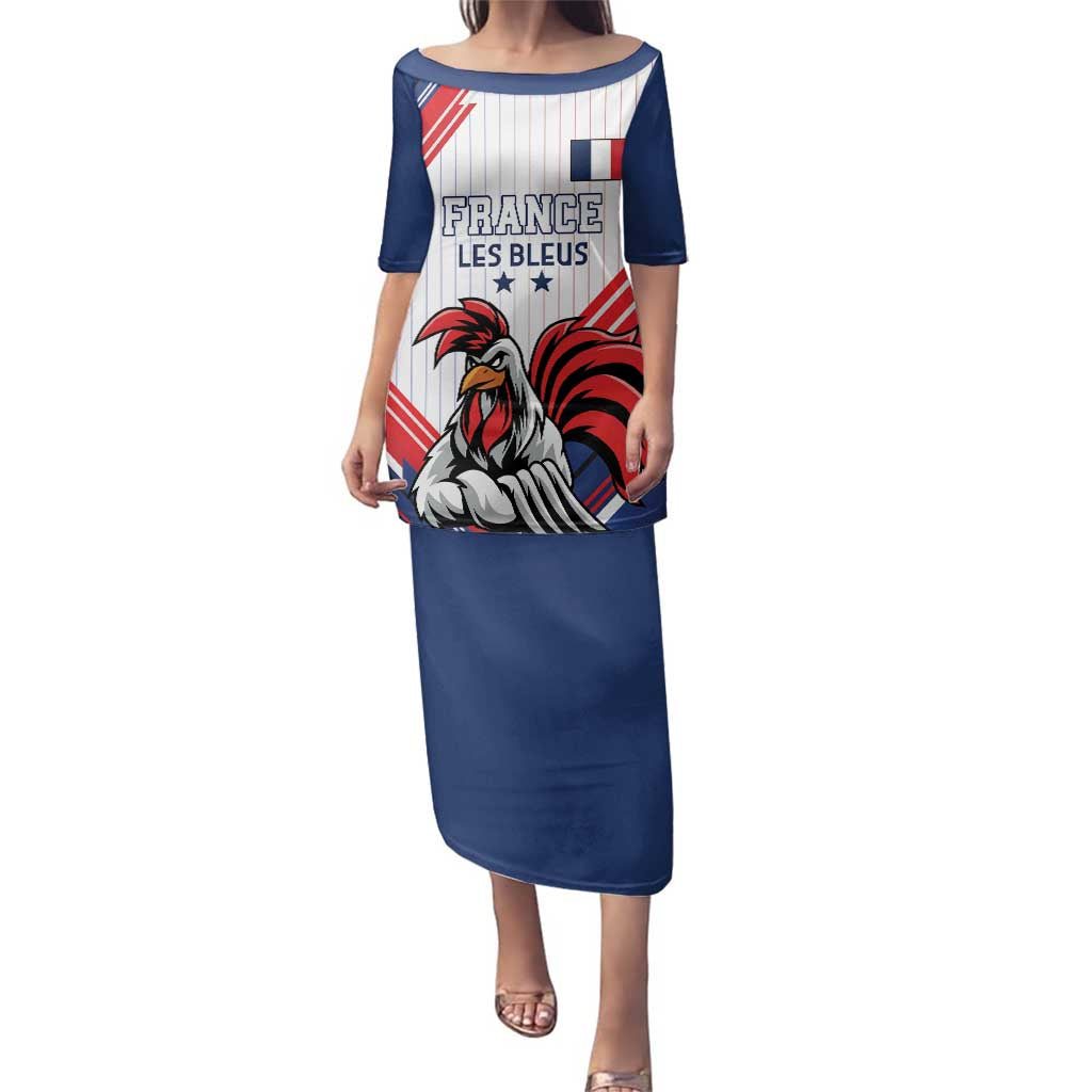 Custom French Football Family Matching Puletasi and Hawaiian Shirt France Rooster Mascot Come On Champions - Wonder Print Shop