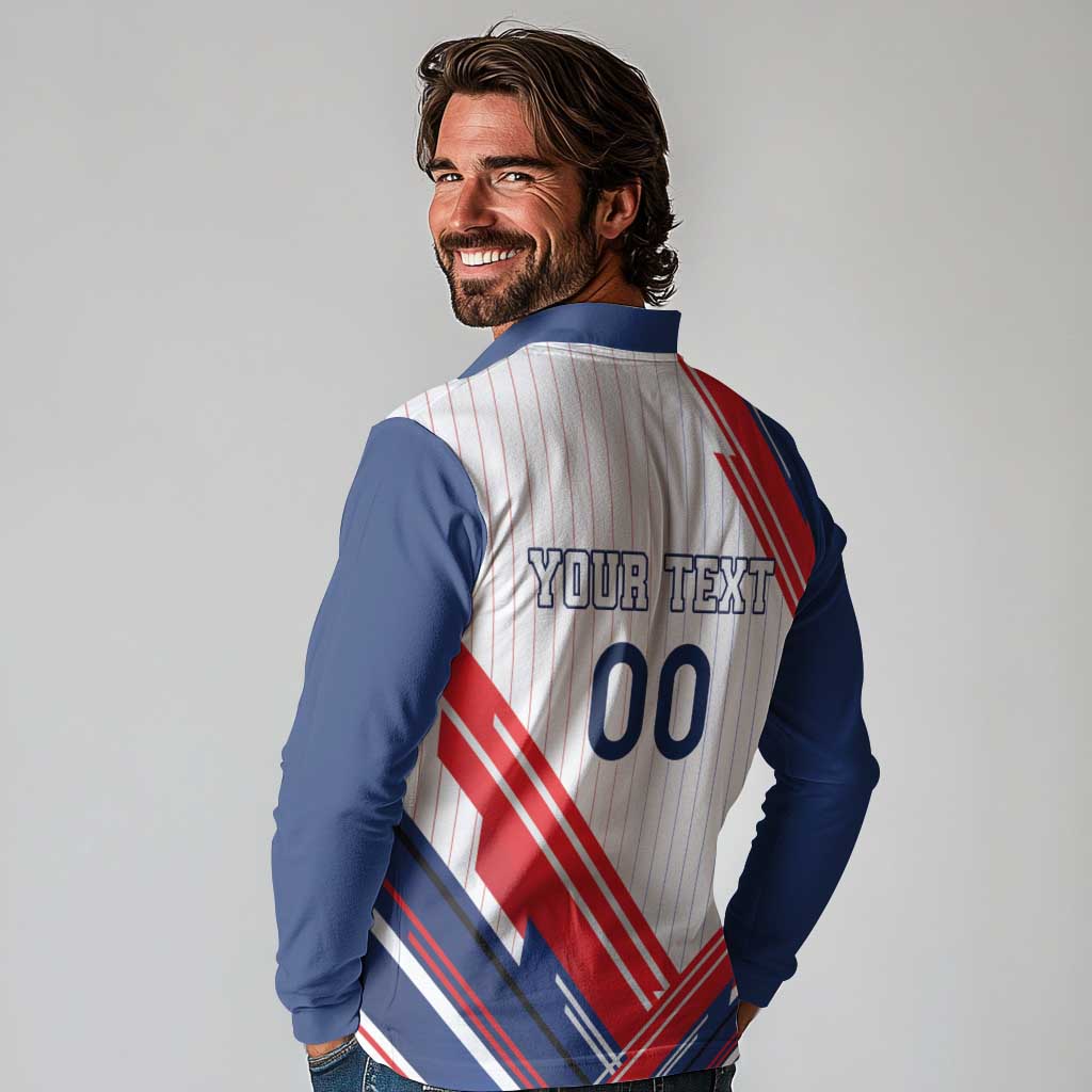 Custom French Football Long Sleeve Polo Shirt France Rooster Mascot Come On Champions - Wonder Print Shop