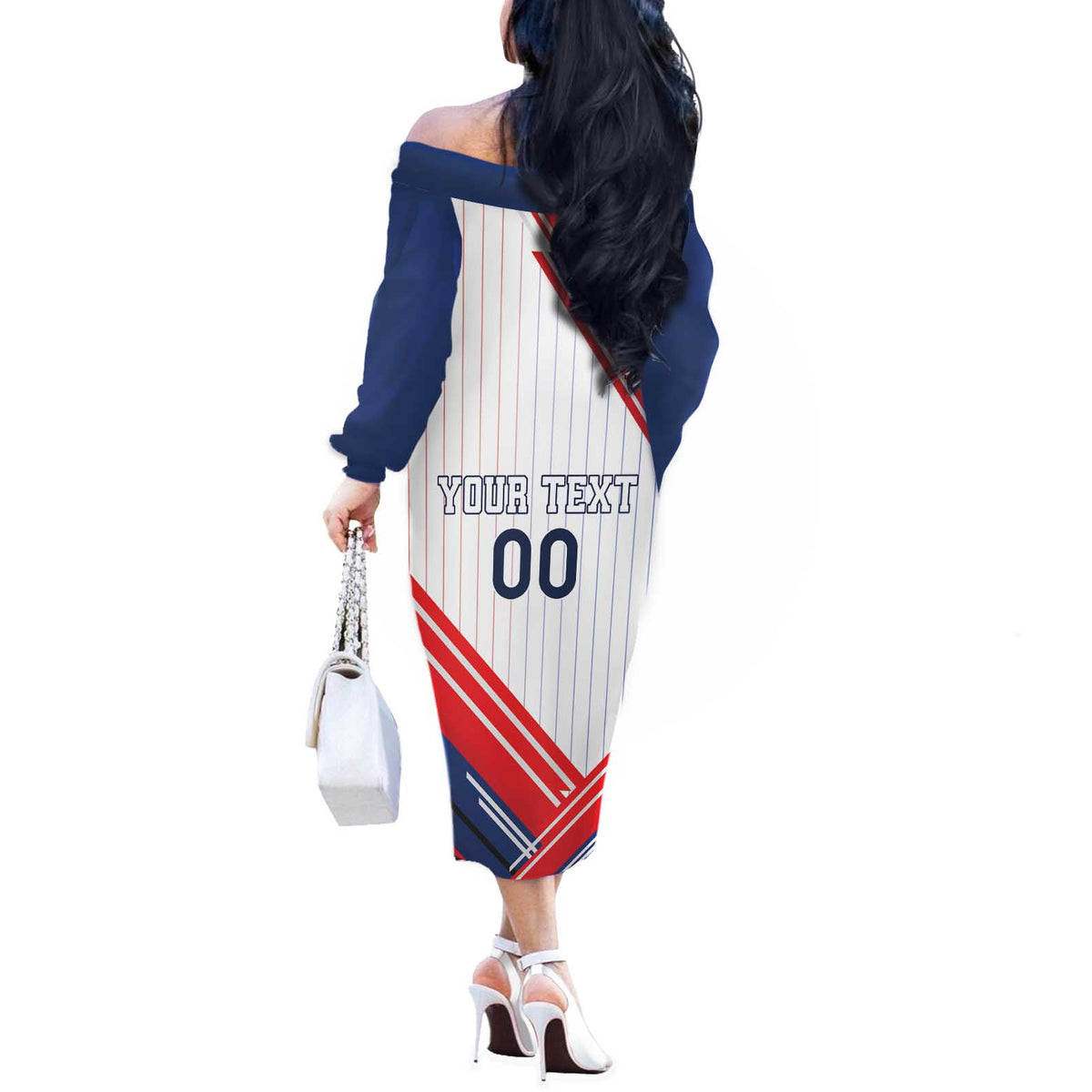 Custom French Football Off The Shoulder Long Sleeve Dress France Rooster Mascot Come On Champions - Wonder Print Shop