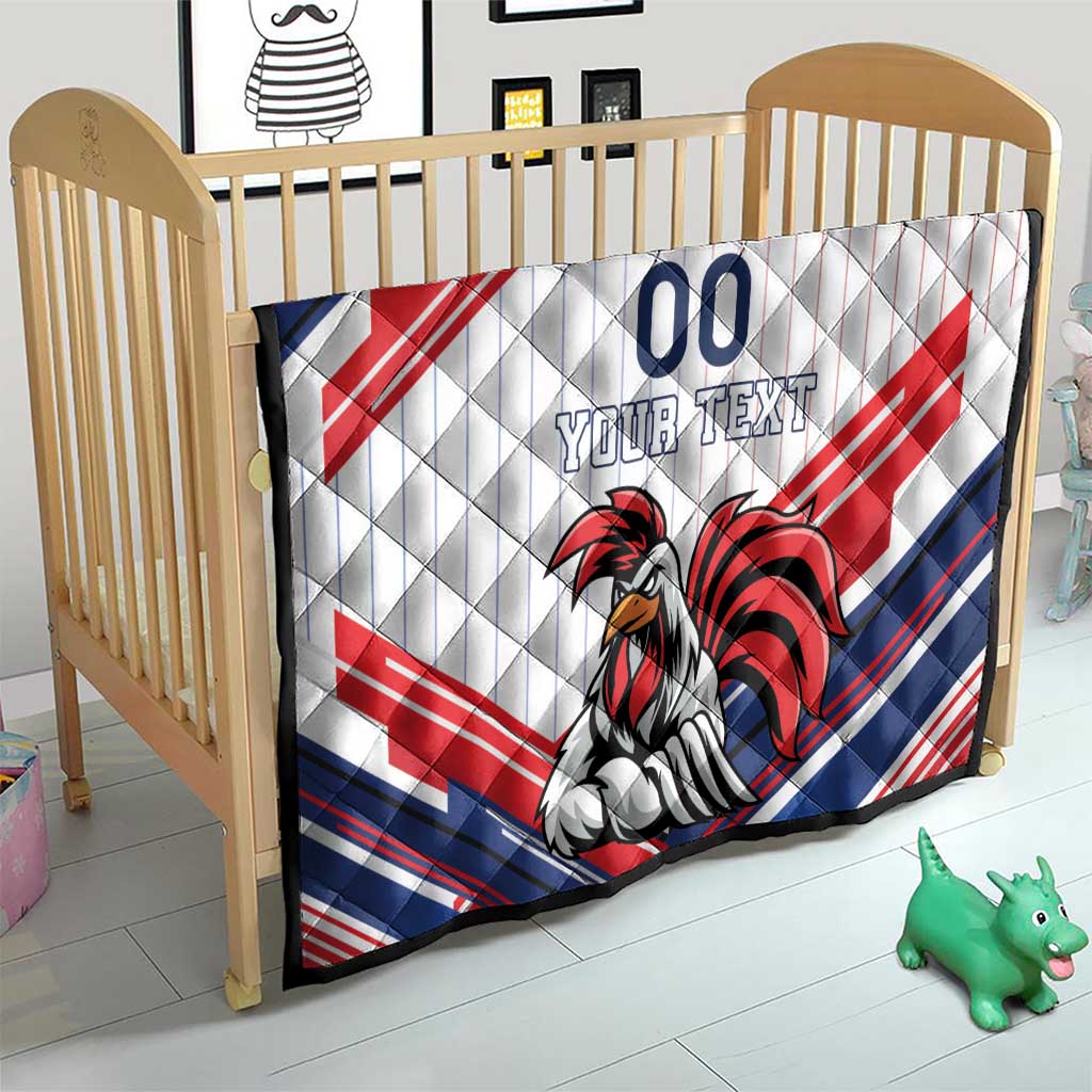 Custom French Football Quilt France Rooster Mascot Come On Champions - Wonder Print Shop