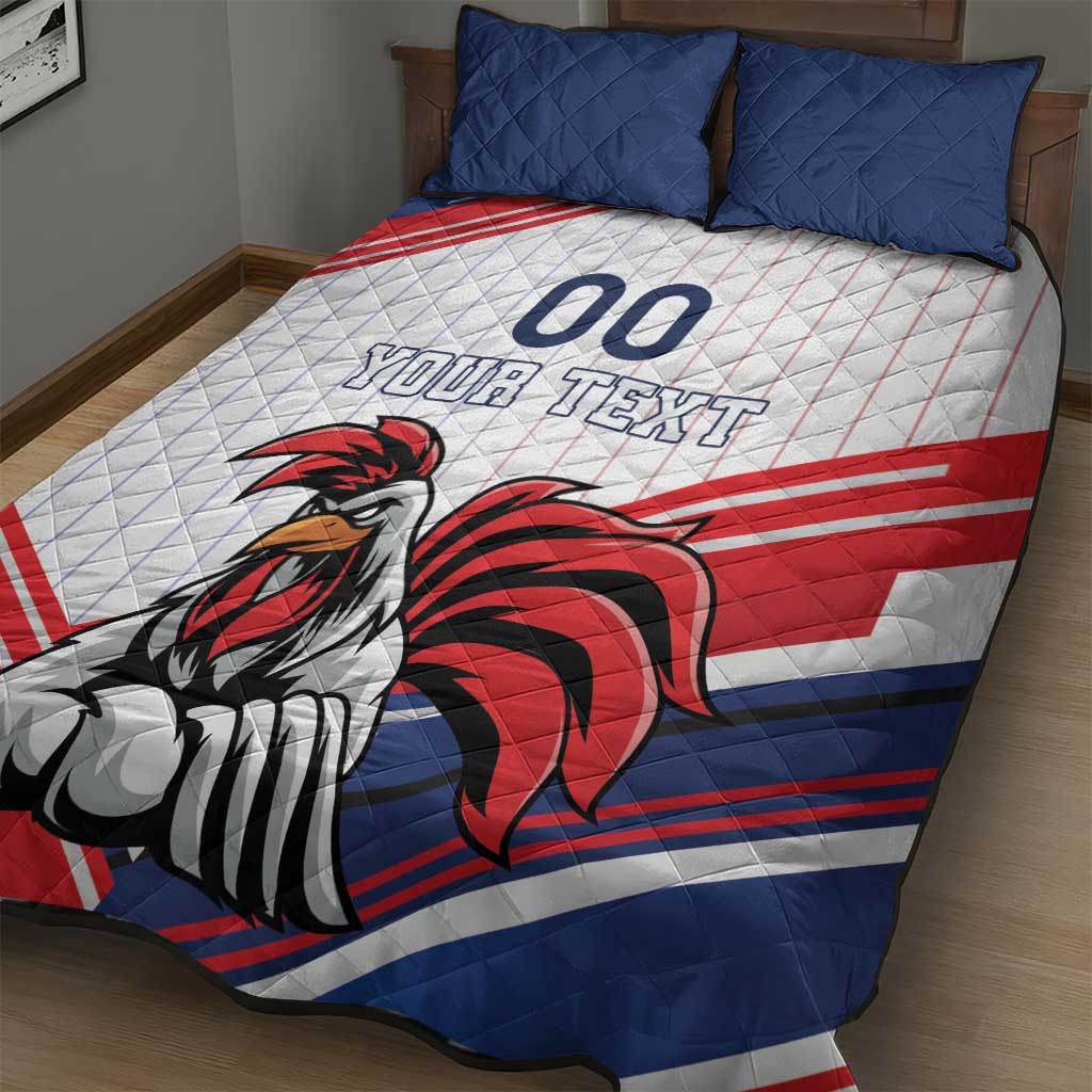 Custom French Football Quilt Bed Set France Rooster Mascot Come On Champions - Wonder Print Shop