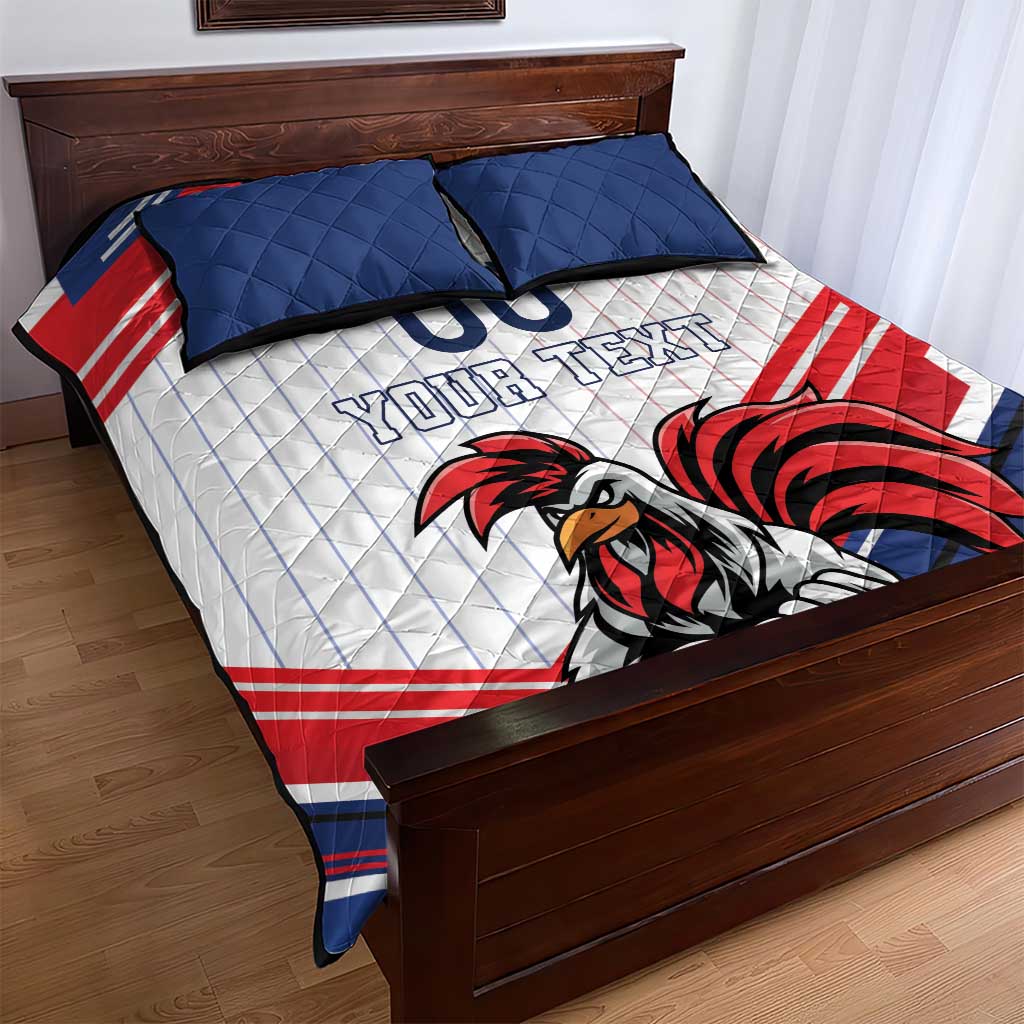 Custom French Football Quilt Bed Set France Rooster Mascot Come On Champions - Wonder Print Shop