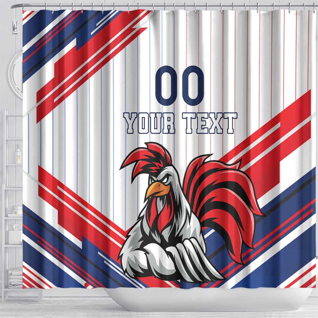 Custom French Football Shower Curtain France Rooster Mascot Come On Champions