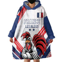 Custom French Football Wearable Blanket Hoodie France Rooster Mascot Come On Champions - Wonder Print Shop