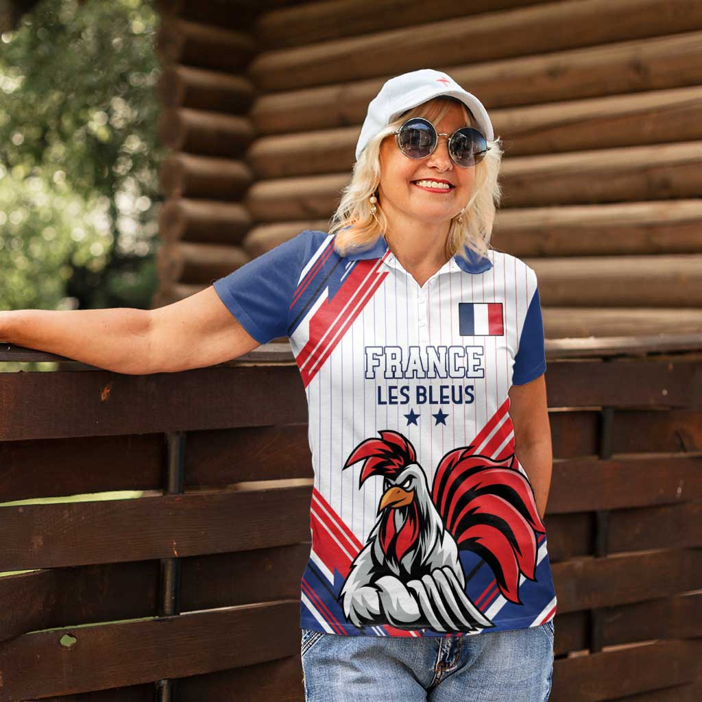 Custom French Football Women Polo Shirt France Rooster Mascot Come On Champions - Wonder Print Shop