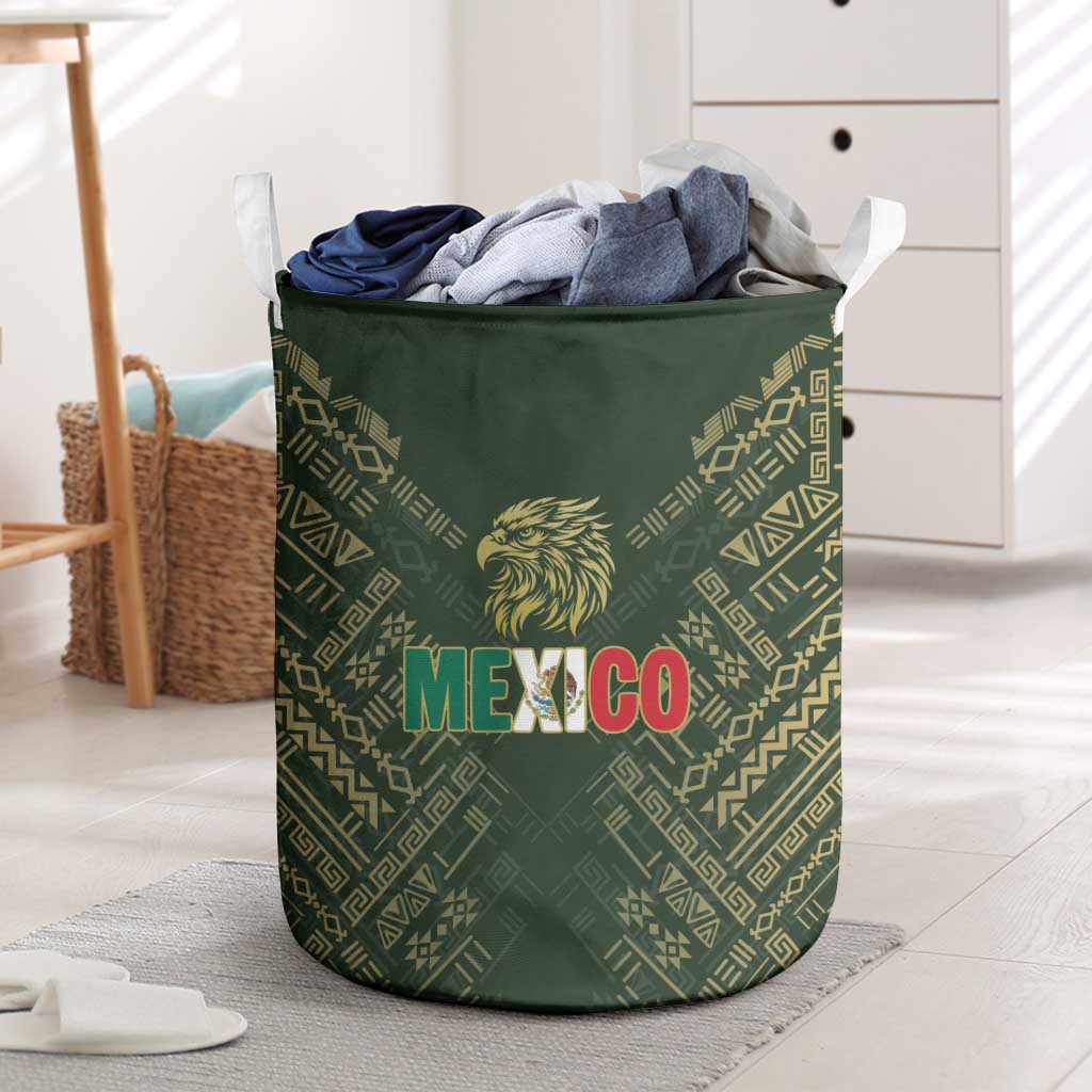 Mexico Football Laundry Basket Aztec Pattern Eagle - Wonder Print Shop