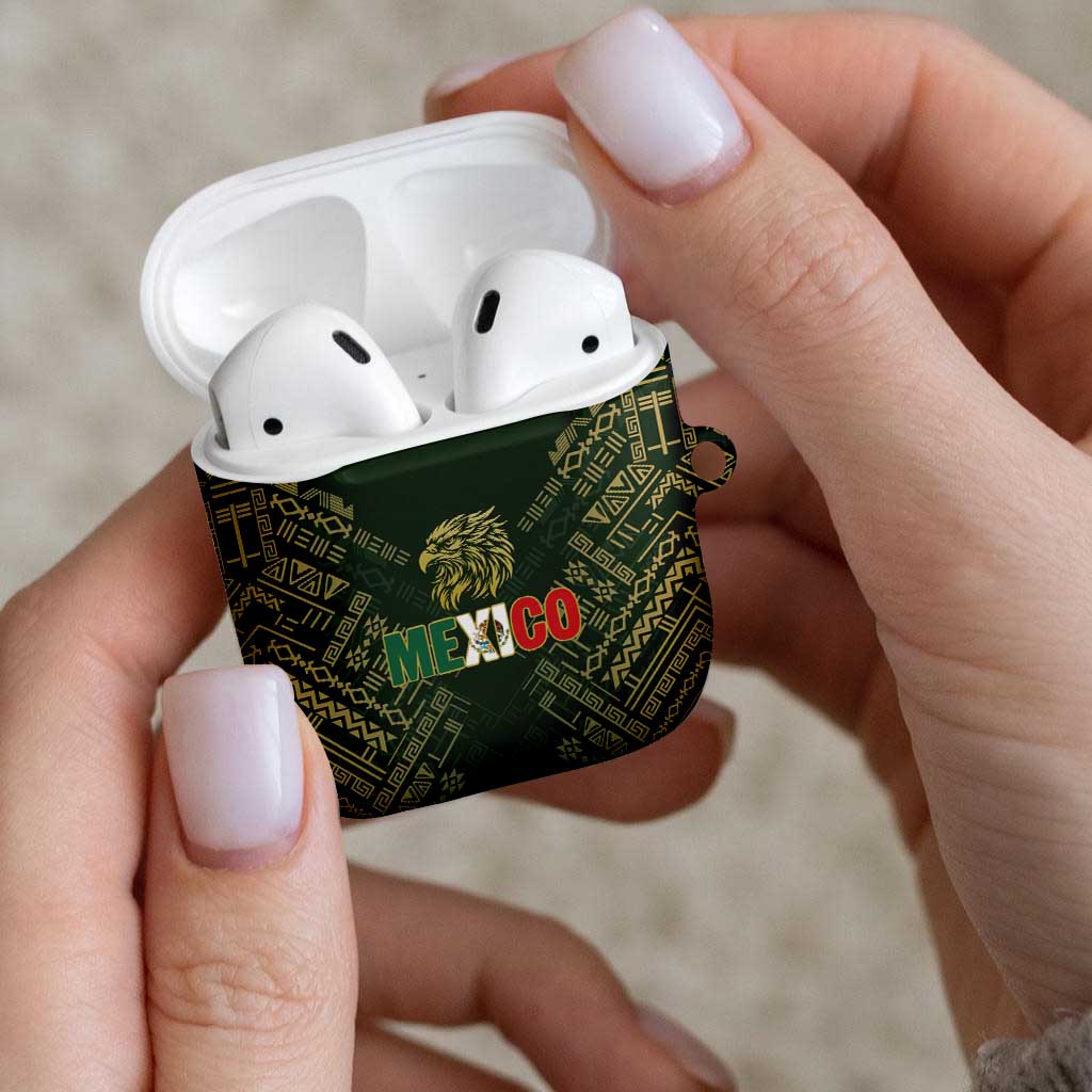 Mexico Football AirPods Case Aztec Pattern Eagle - Wonder Print Shop