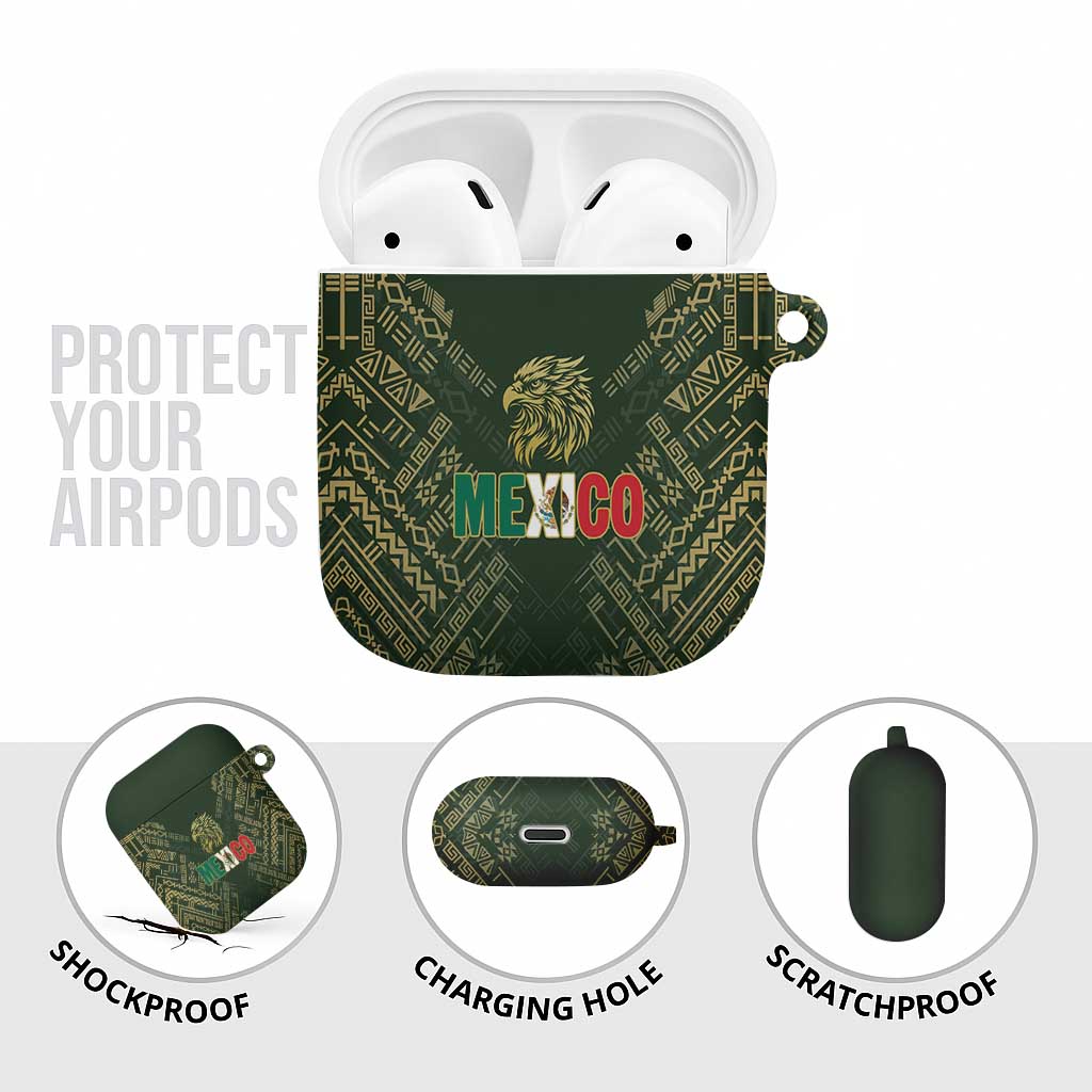 Mexico Football AirPods Case Aztec Pattern Eagle - Wonder Print Shop