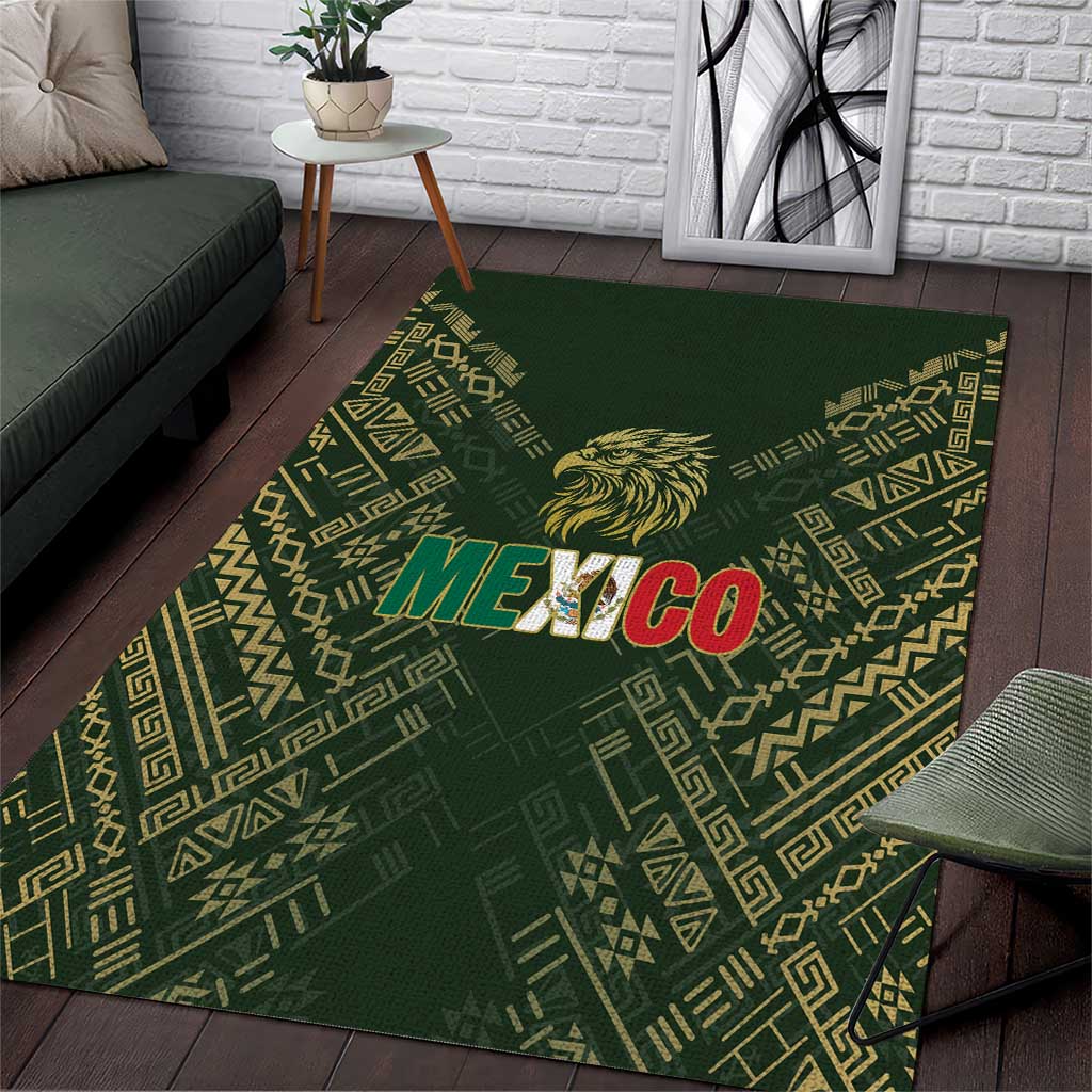 Mexico Football Area Rug Aztec Pattern Eagle - Wonder Print Shop
